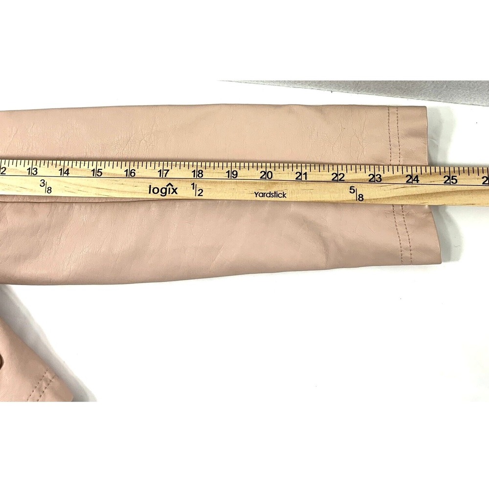 Womens Moto Jacket Size Medium Edgy Biker Pale Pink‎ Faux Leather Zip Up - Picture 9 of 10